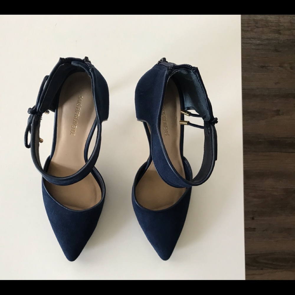 Saks Fifth Ave heels blue suede heel